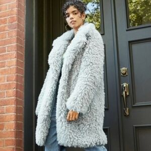 Women's Blue Faux Fur Coat